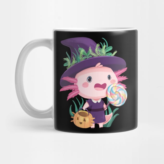 Trick or Treat Witch Axolotl by PamelooArt